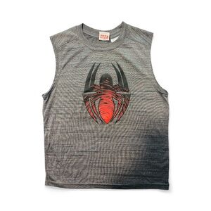 Marvel Charcoal Sleeveless Top with Red Spider-Man Emblem
